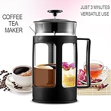 XIBLISS-French-Press-Coffee-and-Tea-Maker-21-Oz600-ML-Black-B087YQH3NM
